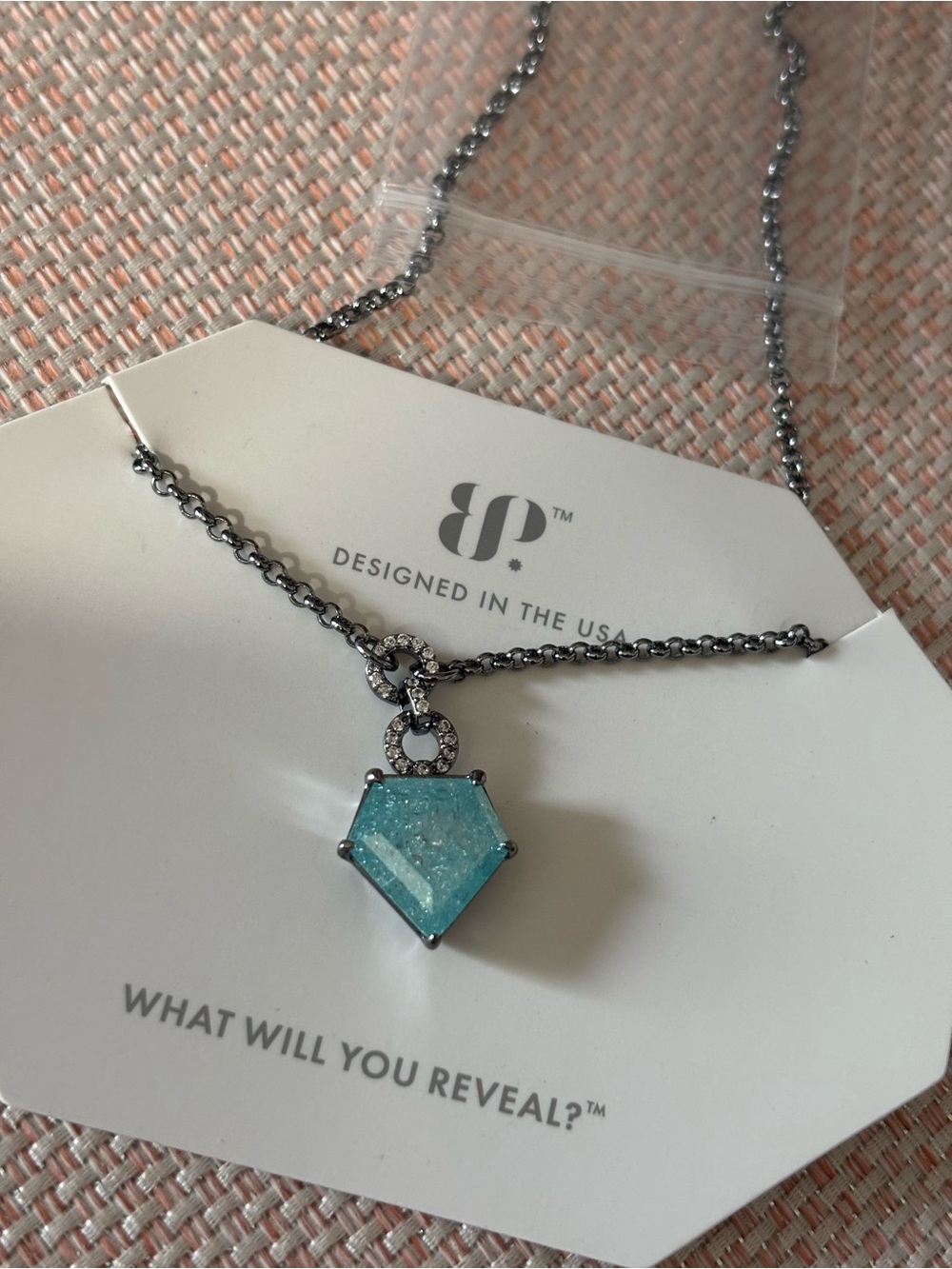 BP lab created blue topaz ice crystal necklace